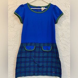 Tommy girl size L dress. Green and blue, plaid bottom. Cute puff sleeves!